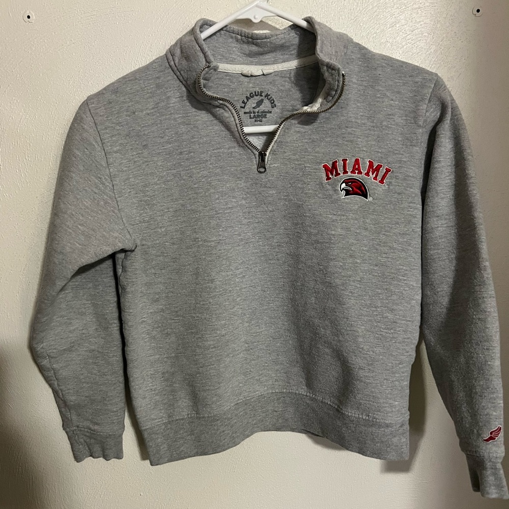 LEAGUE KIDS Clazzic 1/4 Zip Collar‎ Sweatshirt Miami University Kid's Size L